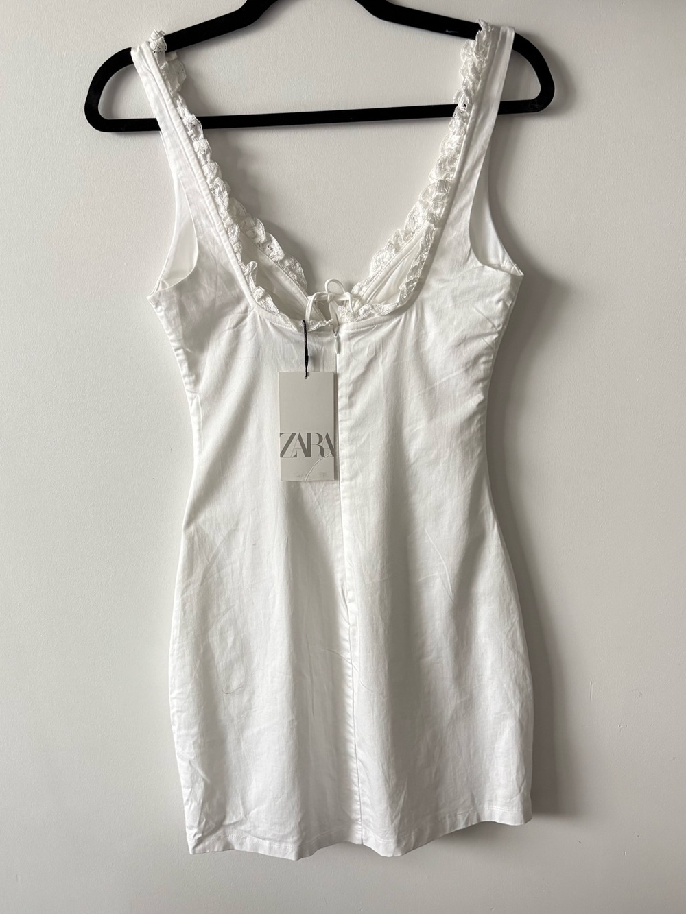 Zara White Mini Dress - XS - Feminine Coquette Dress - NWT